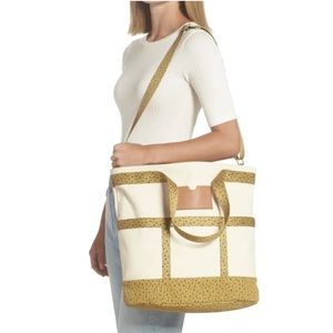 NWT Madewell Camden Canvas Tote Bag Leopard Print Crossbody Strap